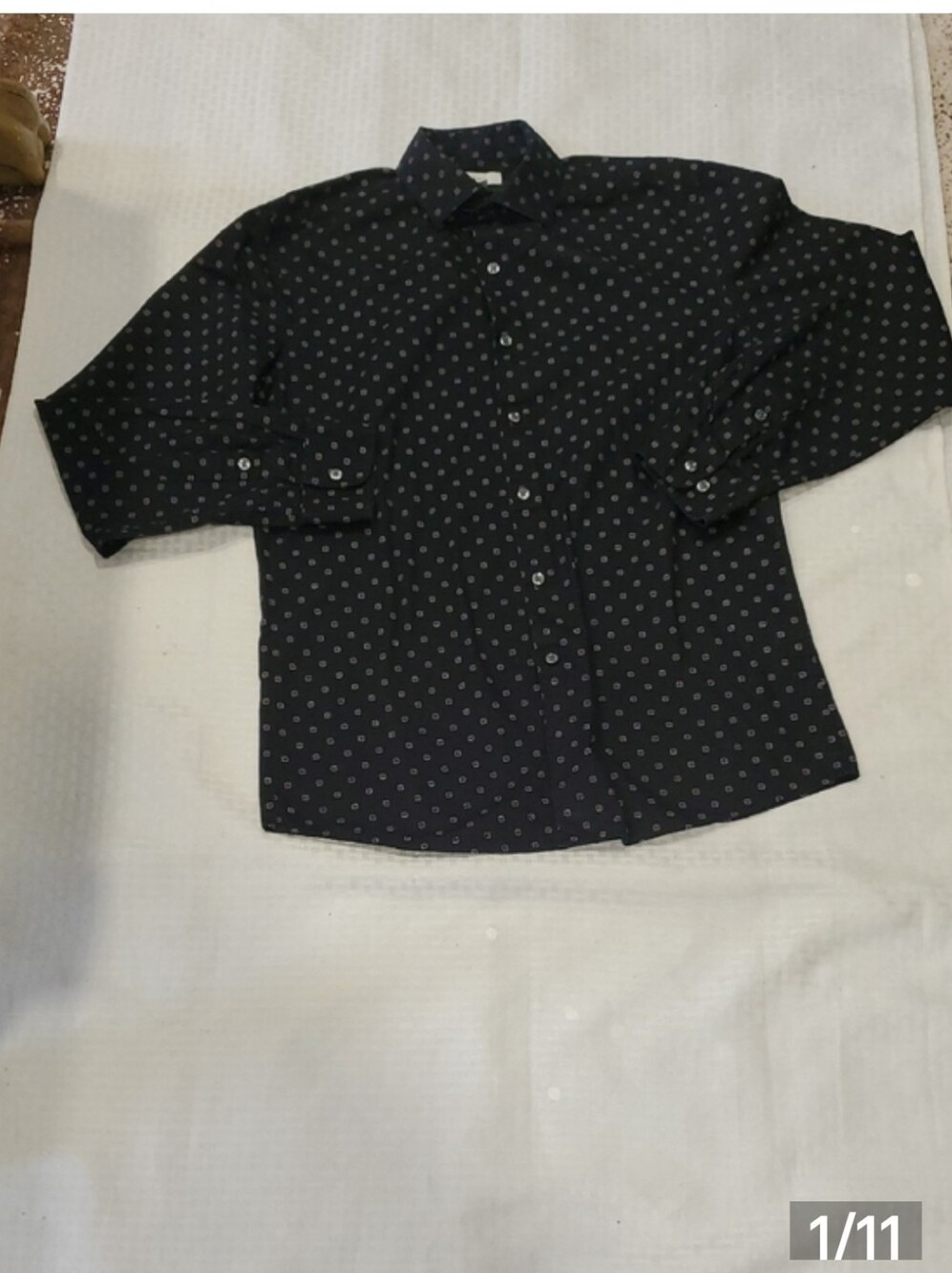 Bar III Black Button-Down Shirt with Small White Dot Pattern - Picture 13 of 13